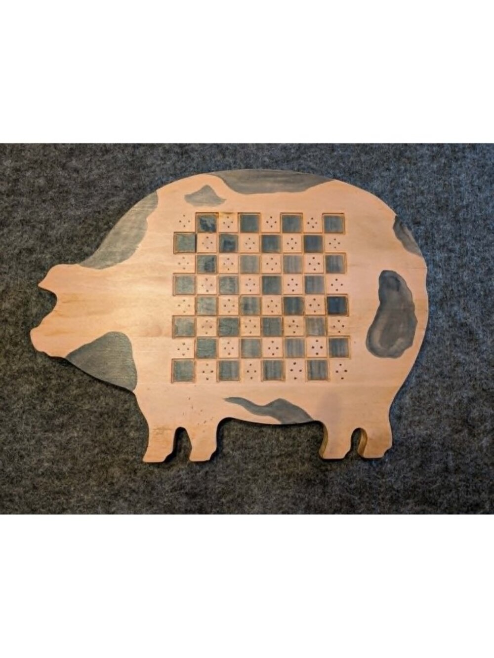 Primitive Sheep Wooden Wall Hanging with Checkerboard Design – Rustic Country Fo